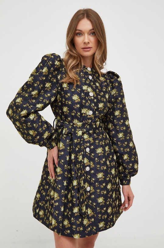 Custommade sukienka Lynett Jacquard 999442460 granatowy AW23