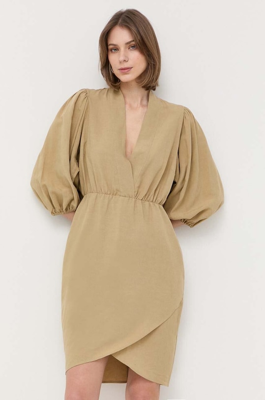 Сукня з домішкою льону Notes du Nord casual зелений 13077