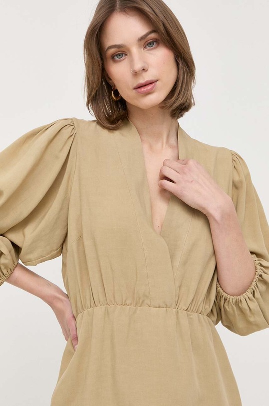 Сукня з домішкою льону Notes du Nord зелений 13077