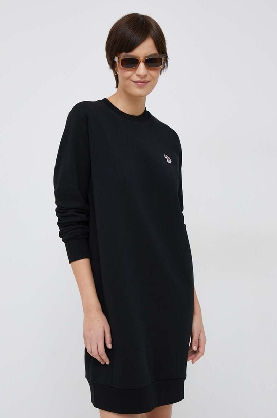 Βαμβακερό φόρεμα PS Paul Smith μακρύ μαύρο W2R.180V.E20616