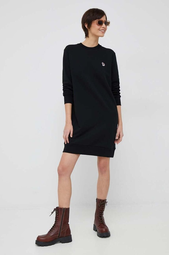 Βαμβακερό φόρεμα PS Paul Smith W2R.180V.E20616 μαύρο SS23
