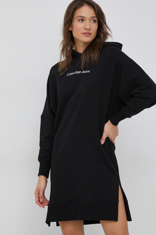 Calvin Klein Jeans rochie din bumbac midi negru J20J220360.PPYX