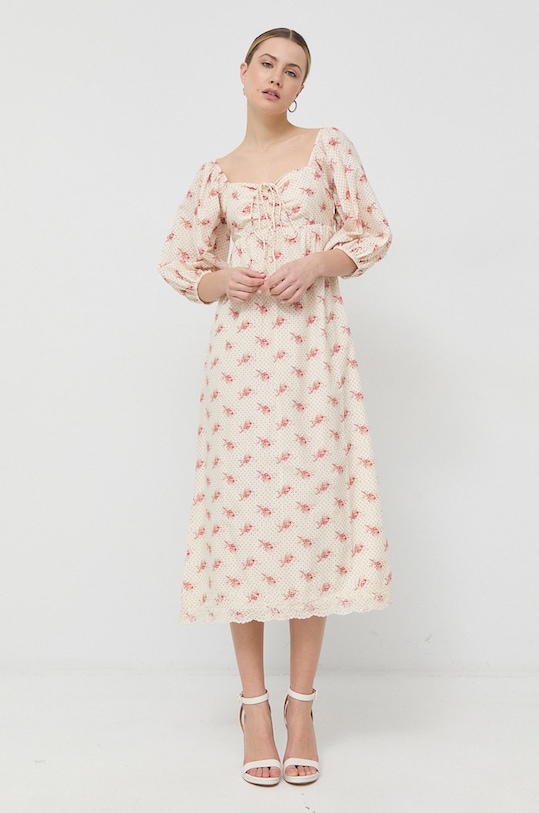 Notes du Nord rochie din bumbac Filippa maxi bej 12956.