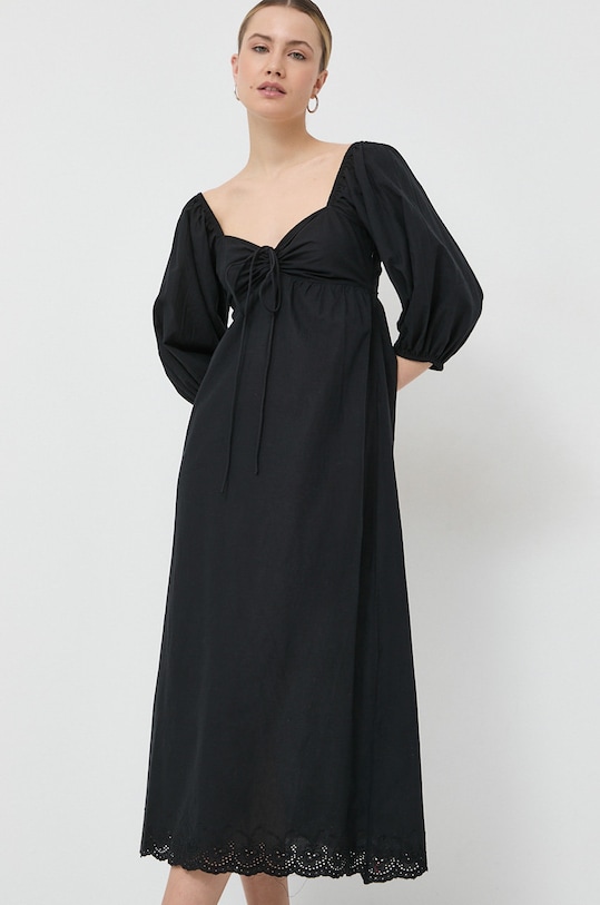 Notes du Nord rochie din bumbac Filippa legat negru 12960.