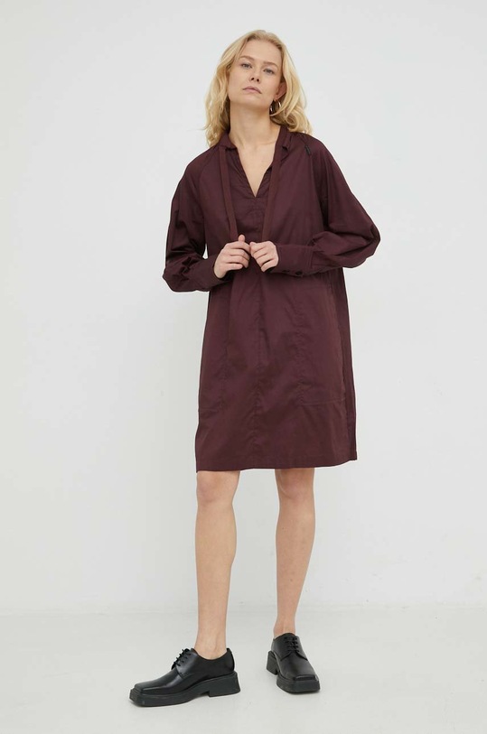 G-Star sukienka bawełniana D19054.D197 bordowy SS23