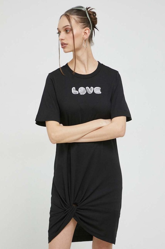 Love Moschino rochie din bumbac mini negru W.5.C60.02.M.4405