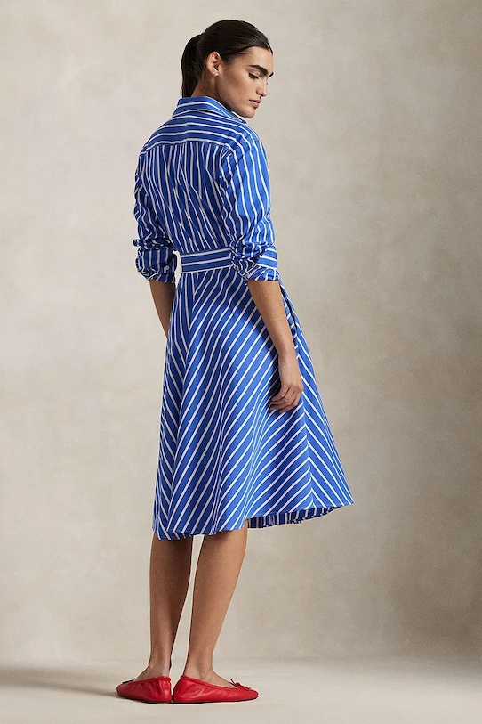 Bavlnené šaty Polo Ralph Lauren 211891428 modrá SS25