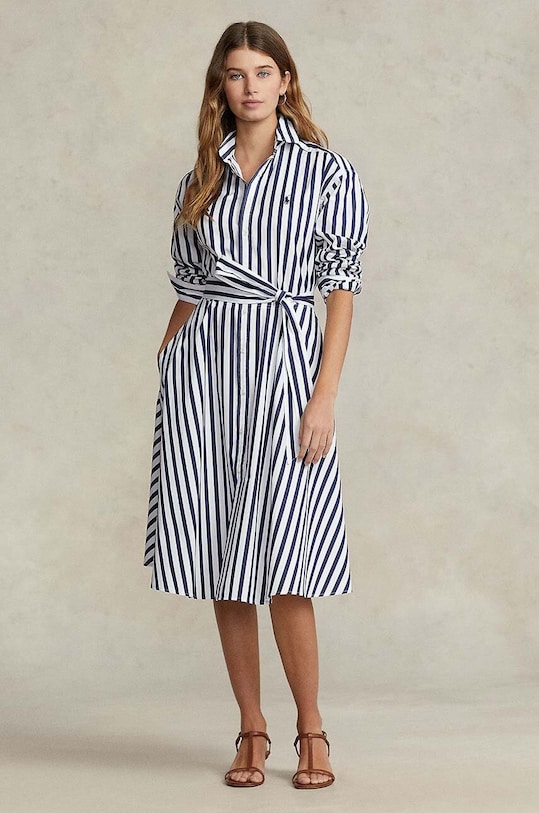 Βαμβακερό φόρεμα Polo Ralph Lauren casual σκούρο μπλε 211891428