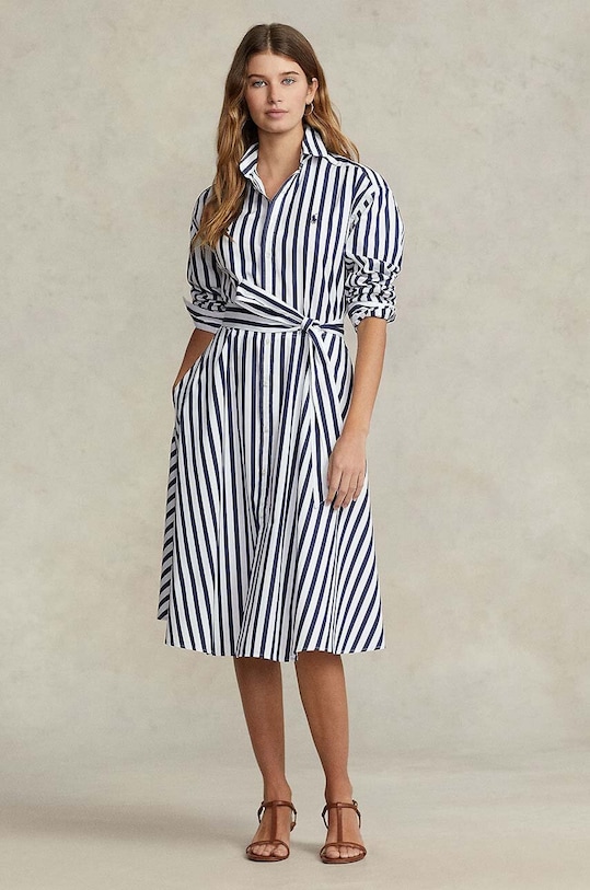 Polo Ralph Lauren vestito in cotone cotone blu navy 211891428