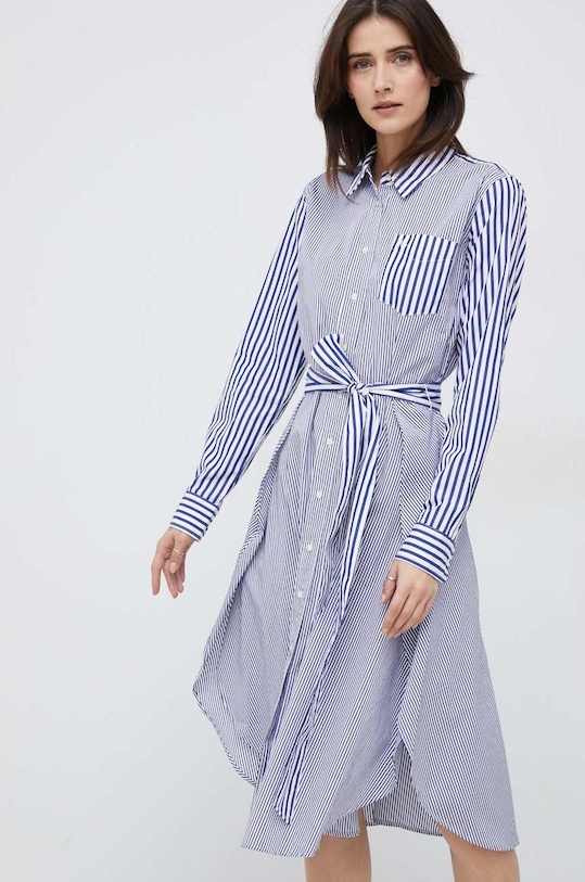 Lauren Ralph Lauren sukienka bawełniana wzorzyste niebieski 200889000