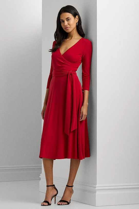 Šaty Lauren Ralph Lauren s elastanom burgundské 250769904