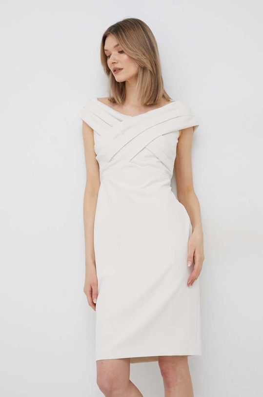 Lauren Ralph Lauren sukienka tkanina beżowy 253855241