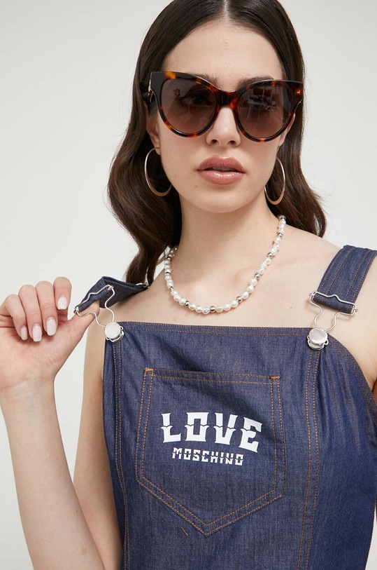 Bavlněné šaty Love Moschino námořnická modř W.V.J92.01.T.174A