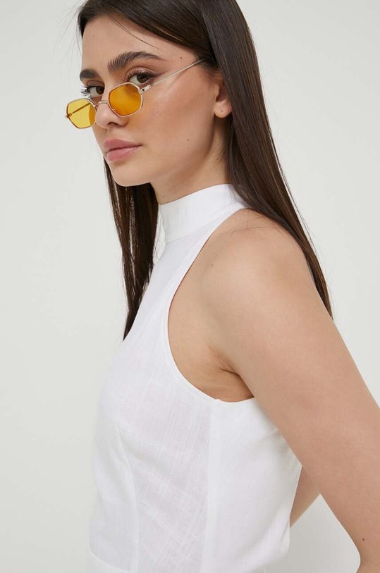 Φόρεμα από λινό μείγμα Love Moschino λευκό W.V.J44.01.T.498A