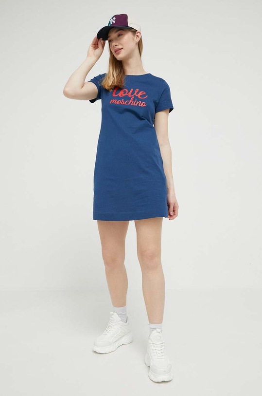 Love Moschino sukienka bawełniana W.5.929.27.M.4405 niebieski SS23