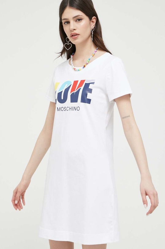Love Moschino vestito in cotone W.5.929.26.M.3876 bianco SS23