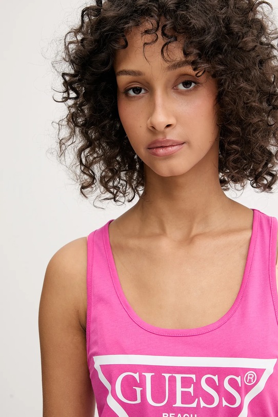 Guess sukienka bawełniana różowy E3GP03.JA914