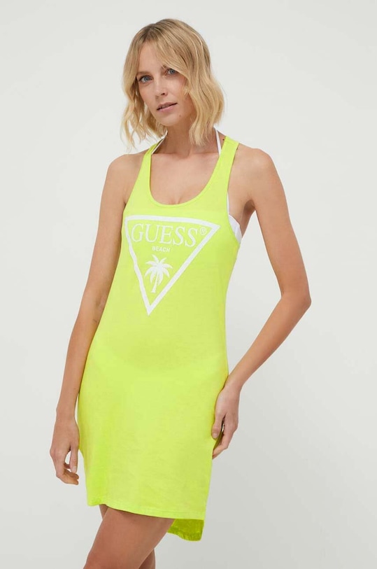 Guess rochie din bumbac verde E3GP03.JA914