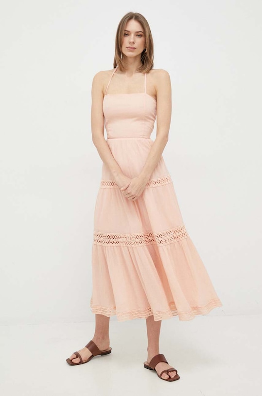 Βαμβακερό φόρεμα Guess W3GK45.WEID0 πορτοκαλί SS23