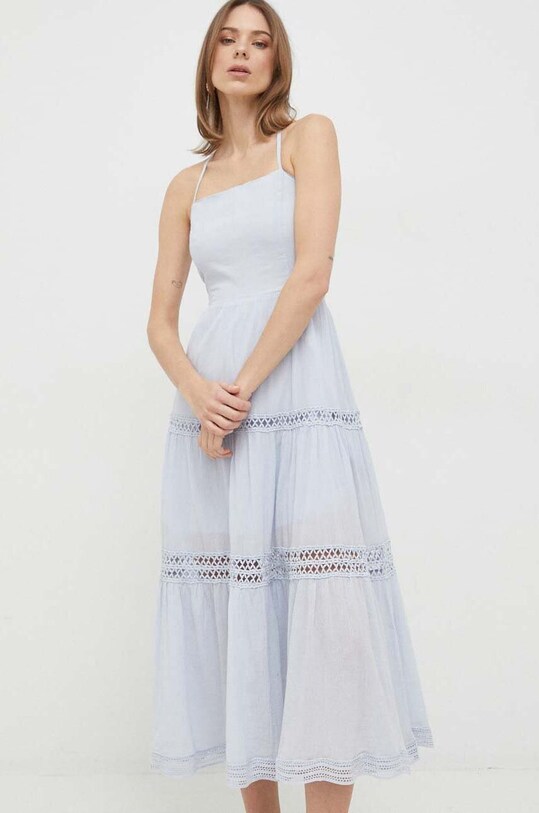 Одяг Бавовняна сукня Guess W3GK45.WEID0 блакитний