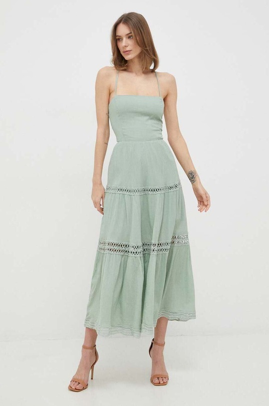 Bavlněné šaty Guess W3GK45.WEID0 zelená SS23