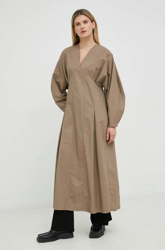 By Malene Birger rochie din bumbac maxi bej Q70321060