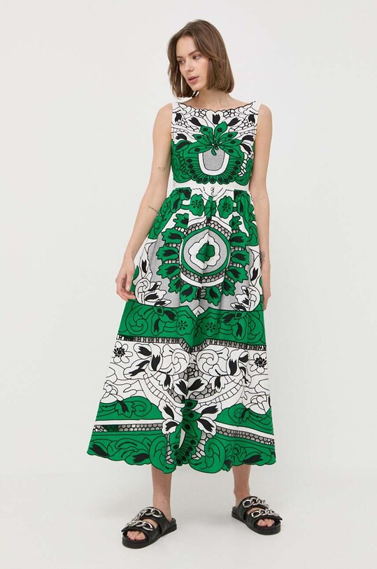 Red Valentino rochie din bumbac maxi alb 2R0VA23F6T3