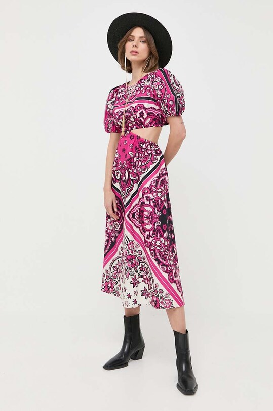 Bavlněné šaty Red Valentino midi fialová 2R0VAHK06SM