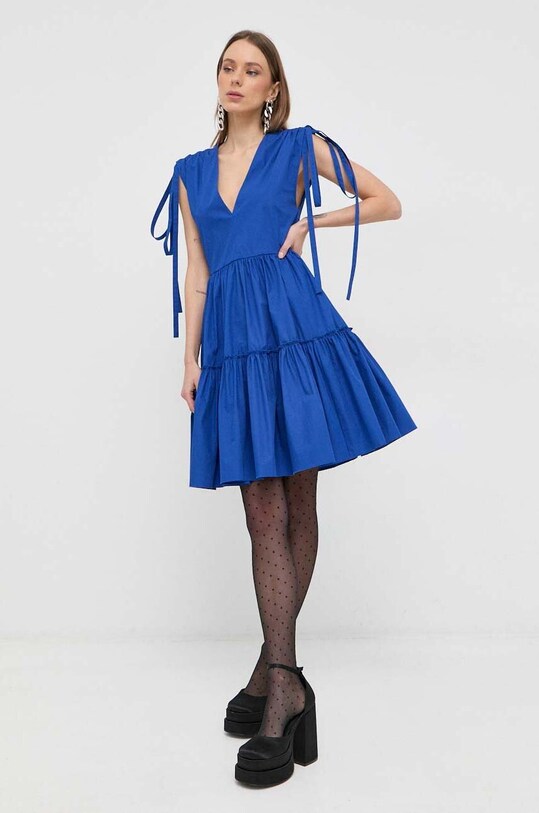 Pamučna haljina Red Valentino bez uzorka plava 2R3VAGL06PD