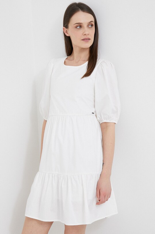 Bavlněné šaty Pepe Jeans Bella mini béžová PL953238.800