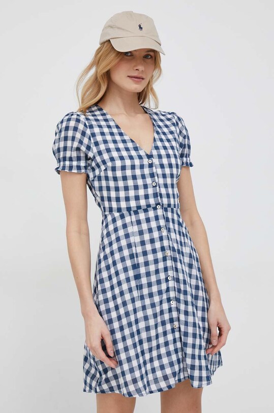 Βαμβακερό φόρεμα Pepe Jeans με μοτίβο σκούρο μπλε PL953228.0AA