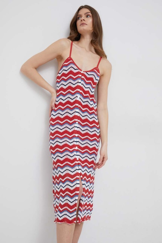 Платье с примесью шелка Pepe Jeans Frida узор красный PL953261.217