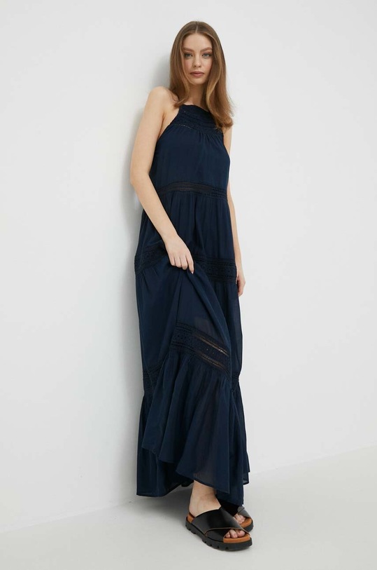 Obleka Pepe Jeans Pipra Okrogel mornarsko modra PL953276.594