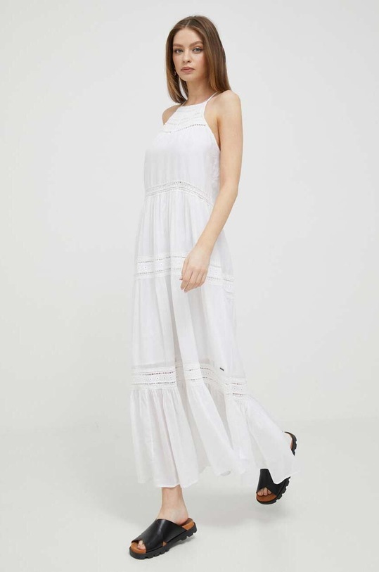 Obleka Pepe Jeans Pirra Okrogel bela PL953276.800