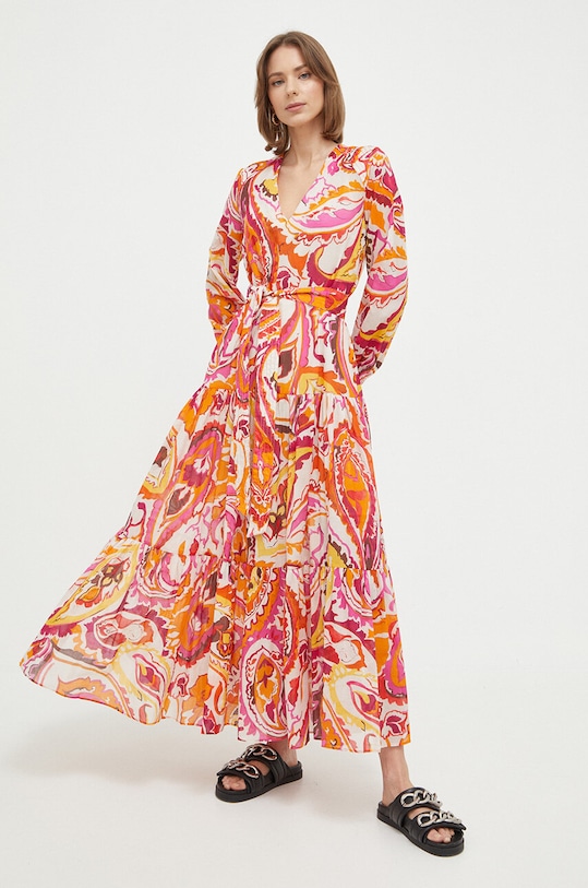 Twinset rochie din bumbac maxi multicolor 231TT2431