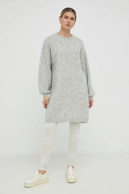 American Vintage sukienka wełniana VITO14BE23 szary SS23