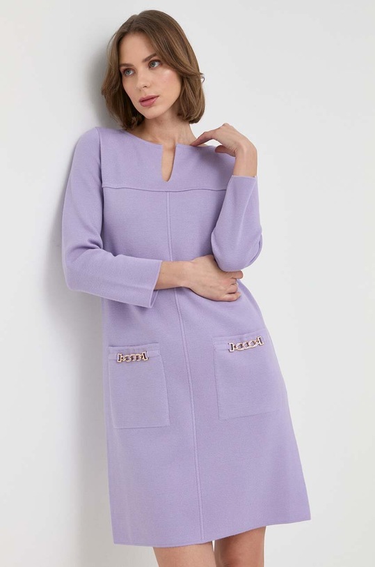 Luisa Spagnoli vestito in lana Monologo 57823 violetto SS23