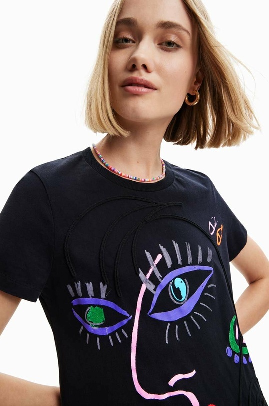Βαμβακερό φόρεμα Desigual 23SWVK89 μαύρο SS23