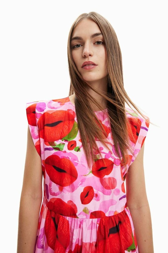 Βαμβακερό φόρεμα Desigual 23SWVW25 κόκκινο SS23