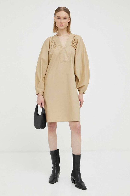 By Malene Birger sukienka bawełniana bawełna beżowy Q71873006