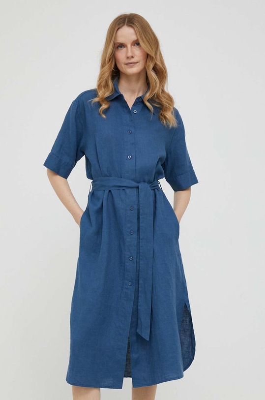 United Colors of Benetton rochie din in midi bleumarin 4AGHDV039.217