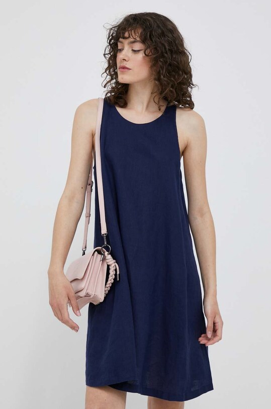 United Colors of Benetton vestito di lino mini blu navy 4AGHDV02U.252