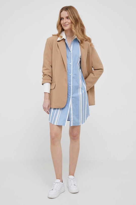 Pamučna haljina United Colors of Benetton 5ULPDQ03Y.74K plava SS23