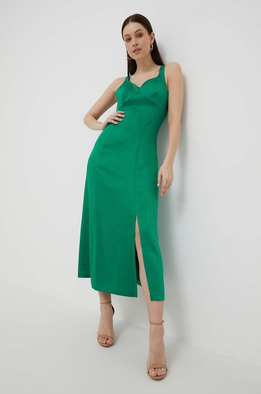 United Colors of Benetton rochie midi verde 40V4DV04M.24B