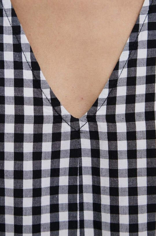 Φόρεμα από λινό μείγμα United Colors of Benetton 4YCNDV04T.914 μαύρο
