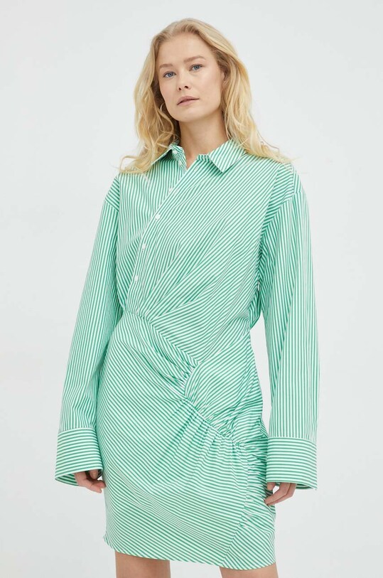 Herskind rochie din bumbac mini verde 4794943