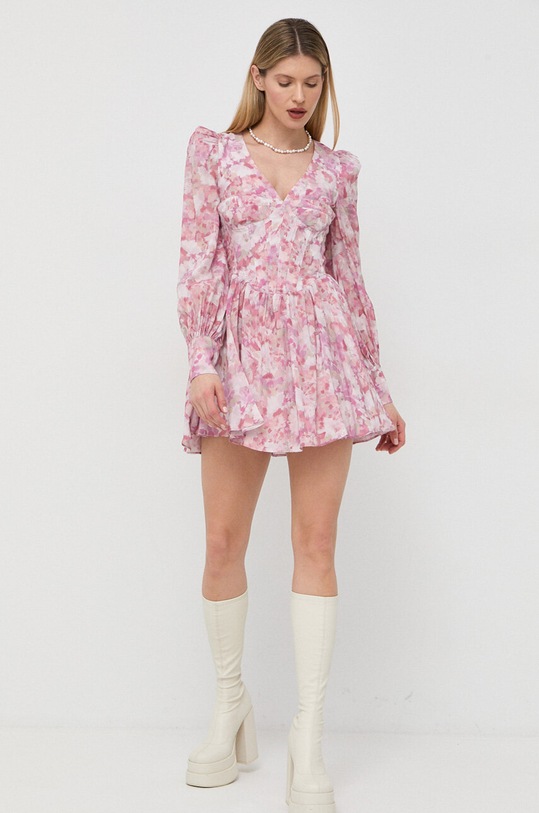 Bardot sukienka rozkloszowany różowy 58050DB.PINK.ABSTR