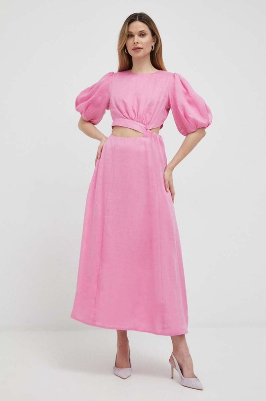 Ľanové šaty Bardot 58456DB1.LILI.PINK ružová SS23