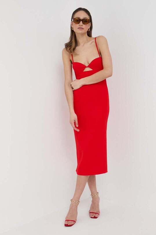 Bardot sukienka midi czerwony 58558DB.FIRE.RED