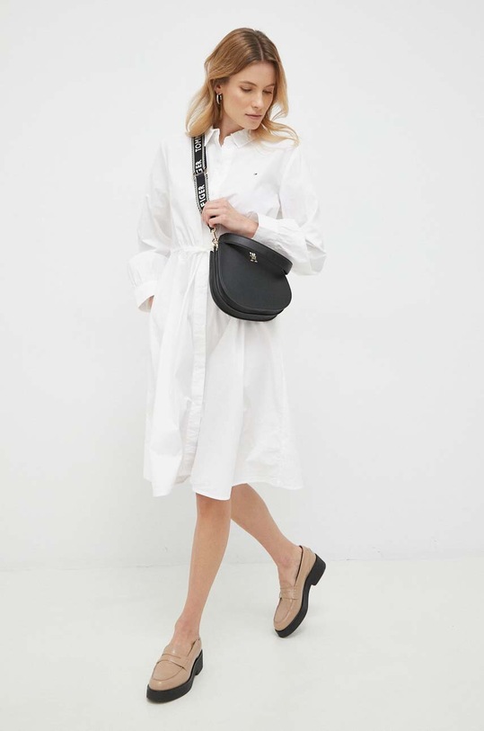 Βαμβακερό φόρεμα Tommy Hilfiger λευκό WW0WW39196.PPYX